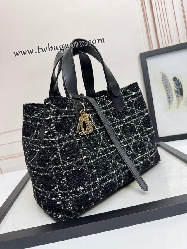 Dior专柜新款迪奥高仿原单中号黑大格布Toujours手袋手提女包 djfk1440